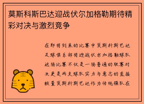 莫斯科斯巴达迎战伏尔加格勒期待精彩对决与激烈竞争